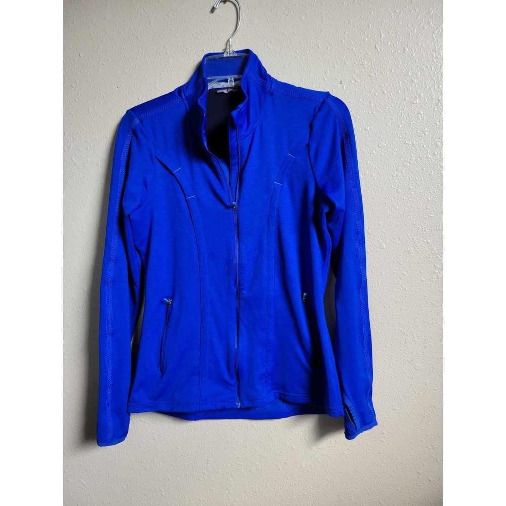 Athleta Athletic Performance Full Zip Blue Jacket Pockets Sz S